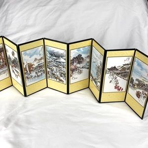 Vintage 28" wide x 8" Tall 8-Panel Tabletop Screen Japanese Divider Japan
